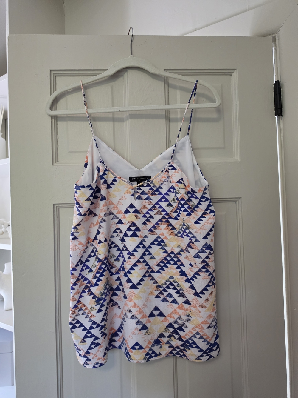 Banana Republic Triangle Print Silk Cami in Navy, Peach, Yellow